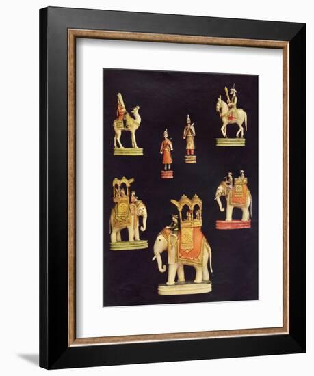 Pieces from an Ivory Chess Set Made in Delhi for Begum Samru in C.1790-null-Framed Giclee Print