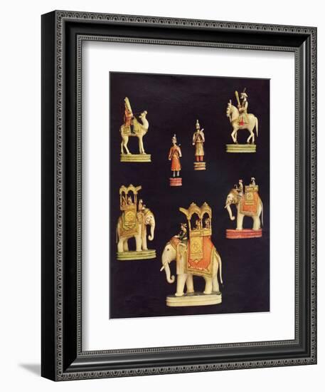 Pieces from an Ivory Chess Set Made in Delhi for Begum Samru in C.1790-null-Framed Giclee Print