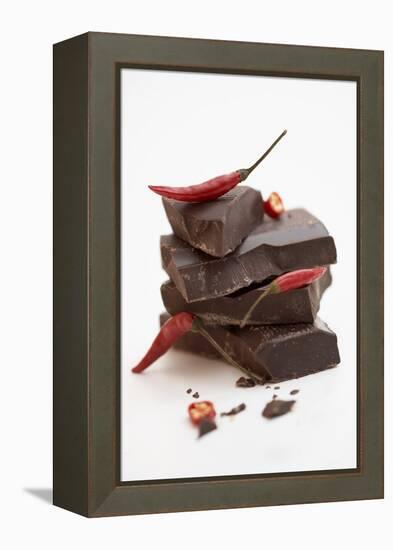 Pieces of Chocolate with Red Chillies-Marc O^ Finley-Framed Premier Image Canvas