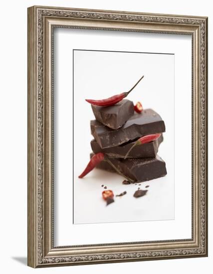 Pieces of Chocolate with Red Chillies-Marc O^ Finley-Framed Photographic Print