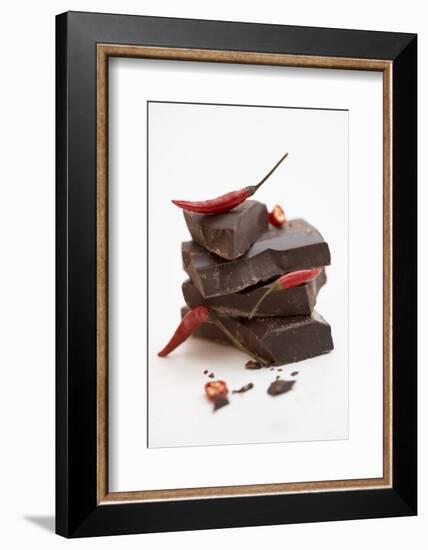 Pieces of Chocolate with Red Chillies-Marc O^ Finley-Framed Photographic Print