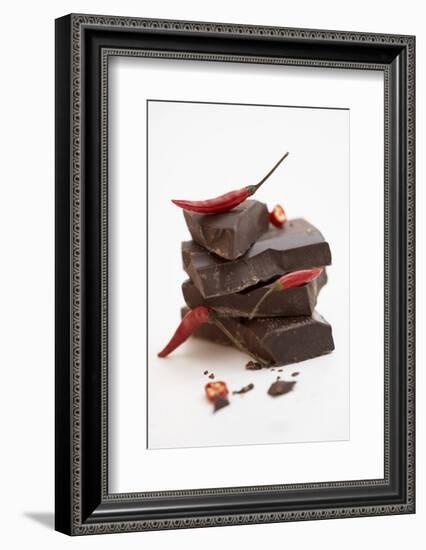 Pieces of Chocolate with Red Chillies-Marc O^ Finley-Framed Photographic Print