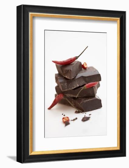 Pieces of Chocolate with Red Chillies-Marc O^ Finley-Framed Photographic Print