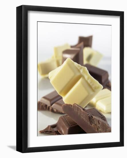 Pieces of White and Dark Chocolate-Jürgen Holz-Framed Photographic Print