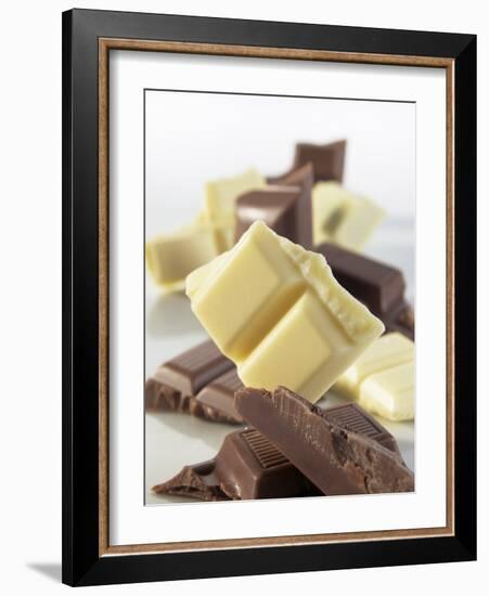 Pieces of White and Dark Chocolate-Jürgen Holz-Framed Photographic Print