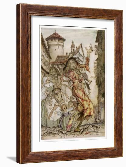 Pied Piper, Rats-Arthur Rackham-Framed Art Print