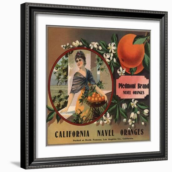 Piedmont Brand - Pomona, California - Citrus Crate Label-Lantern Press-Framed Art Print