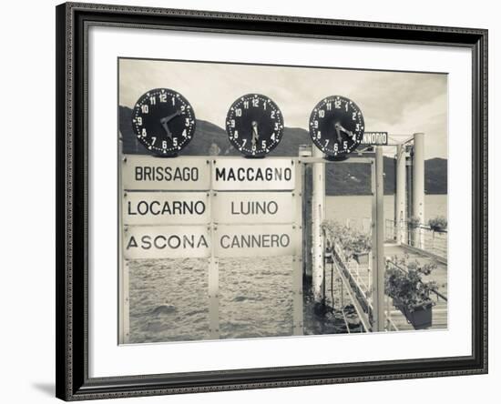 Piedmont, Lake Maggiore, Cannobio, Lake Ferry Timetable, Italy-Walter Bibikow-Framed Photographic Print