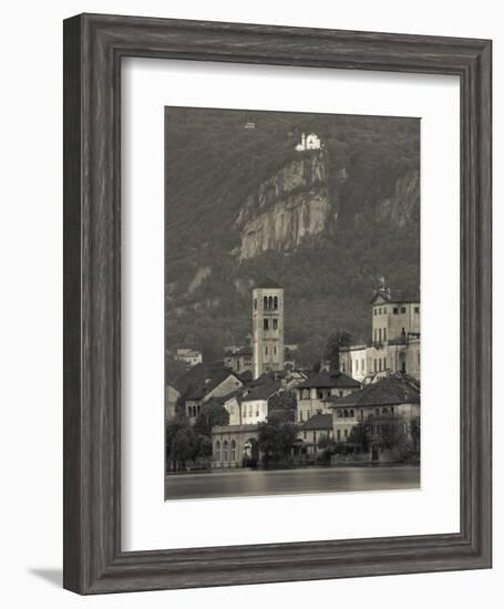 Piedmont, Lake Orta, Isola San Giulio Island with Madonna Del Sasso Sanctuary, Italy-Walter Bibikow-Framed Photographic Print