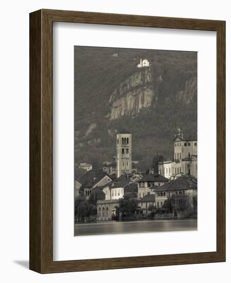 Piedmont, Lake Orta, Isola San Giulio Island with Madonna Del Sasso Sanctuary, Italy-Walter Bibikow-Framed Photographic Print