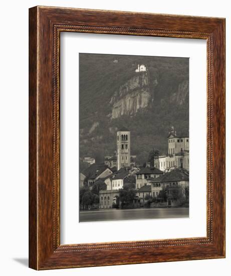 Piedmont, Lake Orta, Isola San Giulio Island with Madonna Del Sasso Sanctuary, Italy-Walter Bibikow-Framed Photographic Print