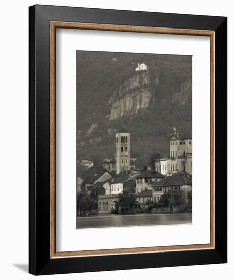 Piedmont, Lake Orta, Isola San Giulio Island with Madonna Del Sasso Sanctuary, Italy-Walter Bibikow-Framed Photographic Print