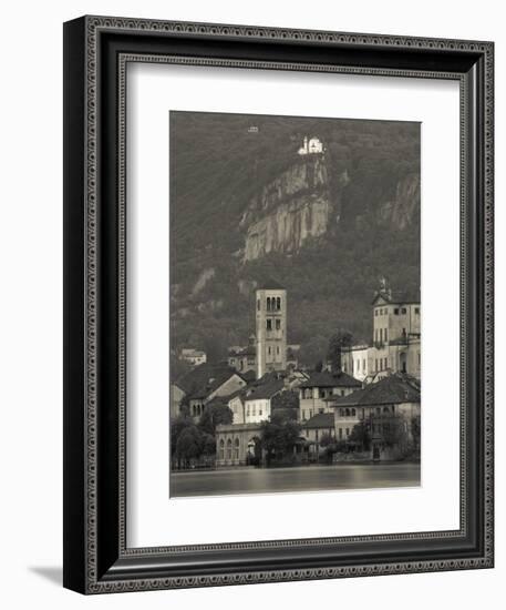 Piedmont, Lake Orta, Isola San Giulio Island with Madonna Del Sasso Sanctuary, Italy-Walter Bibikow-Framed Photographic Print