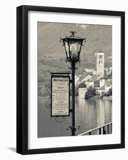 Piedmont, Lake Orta, Orta San Giulio, Isola San Giulio Island, Lake Taxi Sign, Italy-Walter Bibikow-Framed Photographic Print