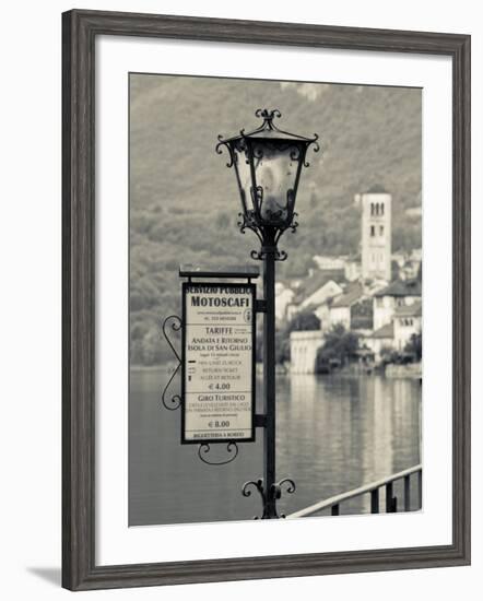 Piedmont, Lake Orta, Orta San Giulio, Isola San Giulio Island, Lake Taxi Sign, Italy-Walter Bibikow-Framed Photographic Print