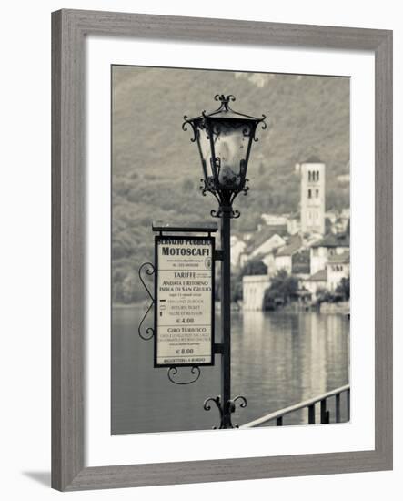 Piedmont, Lake Orta, Orta San Giulio, Isola San Giulio Island, Lake Taxi Sign, Italy-Walter Bibikow-Framed Photographic Print