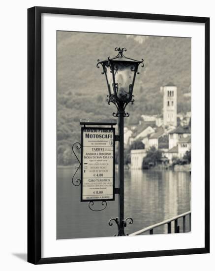 Piedmont, Lake Orta, Orta San Giulio, Isola San Giulio Island, Lake Taxi Sign, Italy-Walter Bibikow-Framed Photographic Print