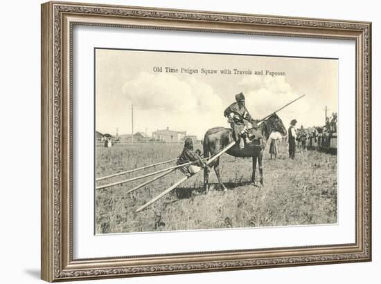 Piegan Squaw with Travois and Papoose-null-Framed Art Print