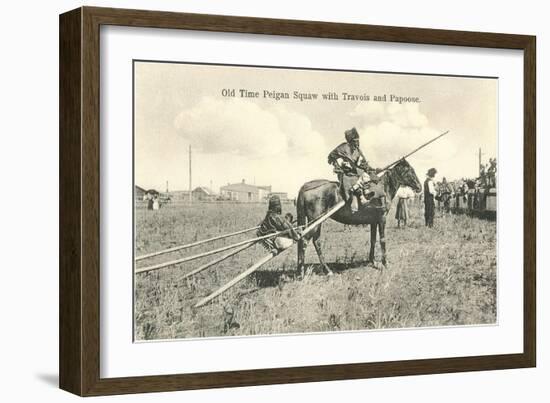 Piegan Squaw with Travois and Papoose-null-Framed Art Print