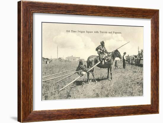 Piegan Squaw with Travois and Papoose-null-Framed Art Print