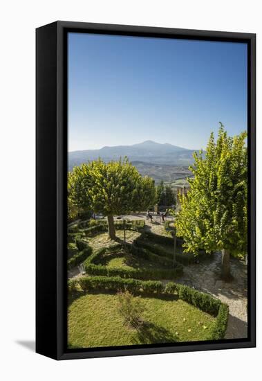 Pienza, the Garden of Hotel Il Chiostro and Monte Amiata in the Background-Guido Cozzi-Framed Premier Image Canvas