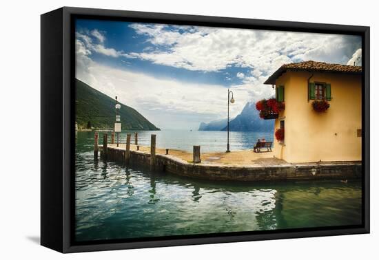 Pier and a Small House, Riva Del Garda, Italy-George Oze-Framed Premier Image Canvas