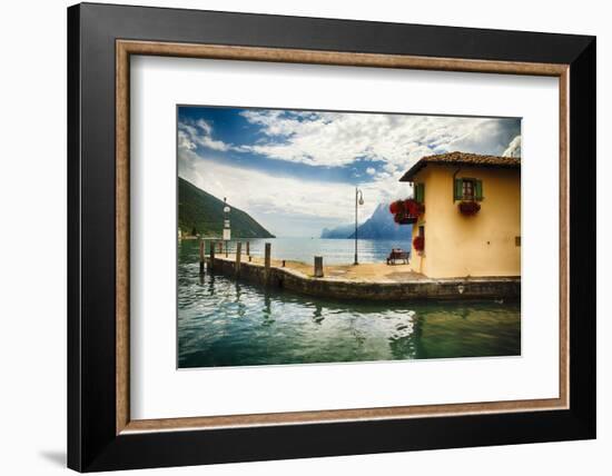 Pier and a Small House, Riva Del Garda, Italy-George Oze-Framed Photographic Print