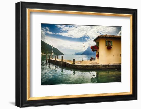 Pier and a Small House, Riva Del Garda, Italy-George Oze-Framed Photographic Print