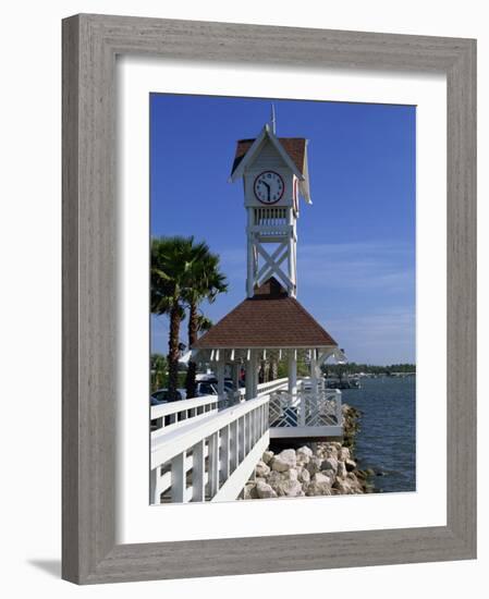 Pier and Clock, Bradenton Beach, Anna Maria Island, Florida, USA-Fraser Hall-Framed Photographic Print