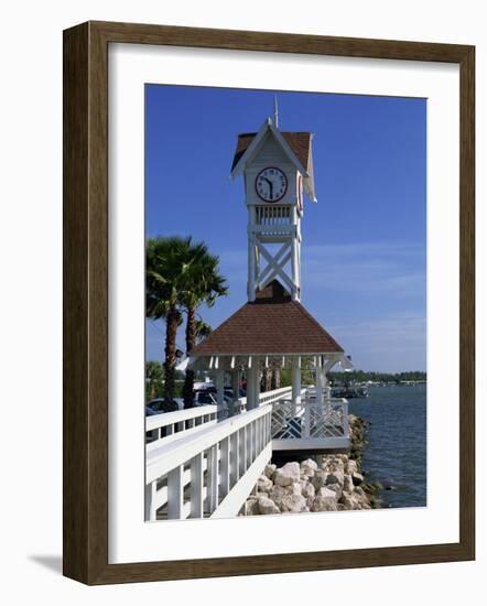 Pier and Clock, Bradenton Beach, Anna Maria Island, Florida, USA-Fraser Hall-Framed Photographic Print