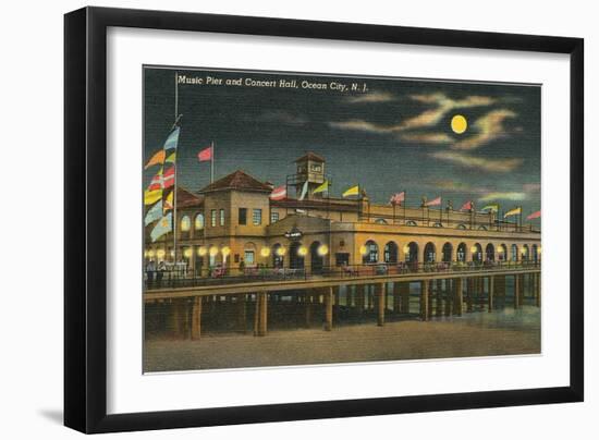 Pier and Concert Hall at Night, Ocean City, New Jersey-null-Framed Art Print