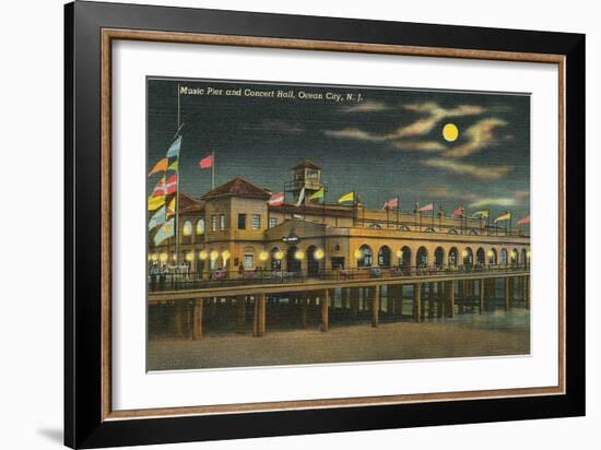 Pier and Concert Hall at Night, Ocean City, New Jersey-null-Framed Art Print