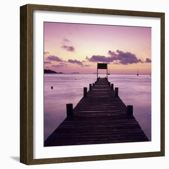 Pier at Dawn, Plage De Santa Giulia, South East Corsica, Corsica, France, Mediterranean, Europe-Stuart Black-Framed Photographic Print