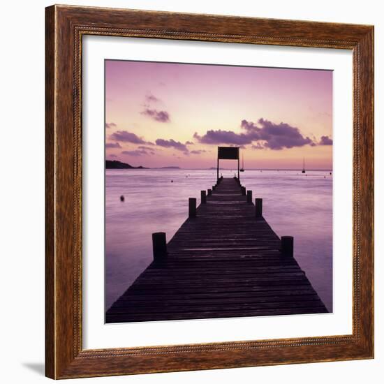 Pier at Dawn, Plage De Santa Giulia, South East Corsica, Corsica, France, Mediterranean, Europe-Stuart Black-Framed Photographic Print