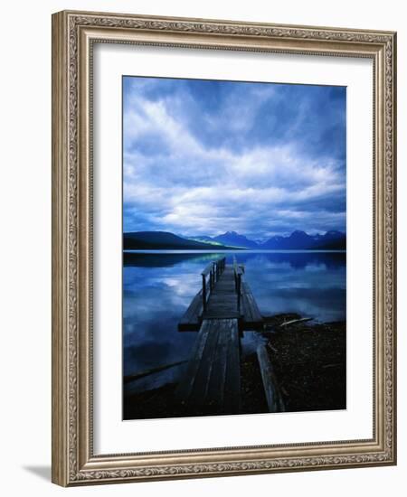 Pier at Lake McDonald Under Clouds-Aaron Horowitz-Framed Photographic Print