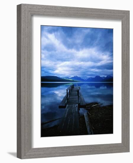 Pier at Lake McDonald Under Clouds-Aaron Horowitz-Framed Photographic Print