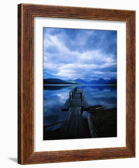 Pier at Lake McDonald Under Clouds-Aaron Horowitz-Framed Photographic Print