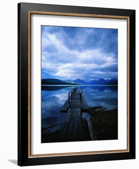 Pier at Lake McDonald Under Clouds-Aaron Horowitz-Framed Photographic Print