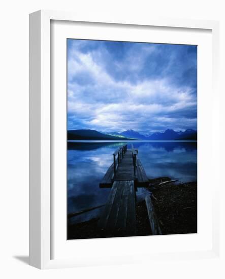 Pier at Lake McDonald Under Clouds-Aaron Horowitz-Framed Photographic Print