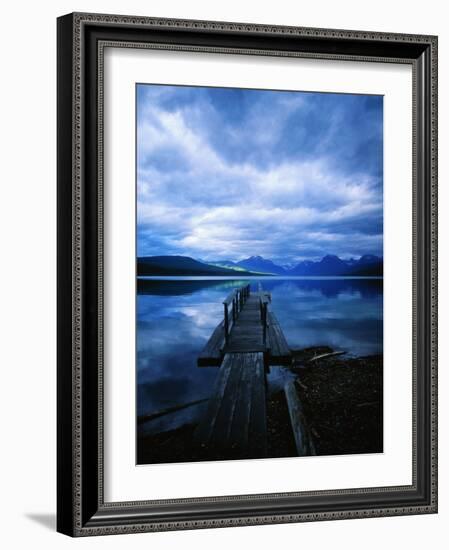 Pier at Lake McDonald Under Clouds-Aaron Horowitz-Framed Photographic Print