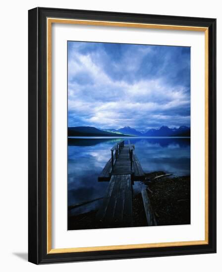 Pier at Lake McDonald Under Clouds-Aaron Horowitz-Framed Photographic Print