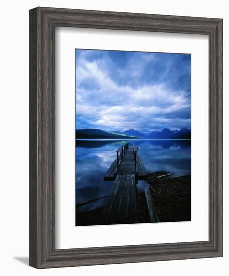 Pier at Lake McDonald Under Clouds-Aaron Horowitz-Framed Photographic Print