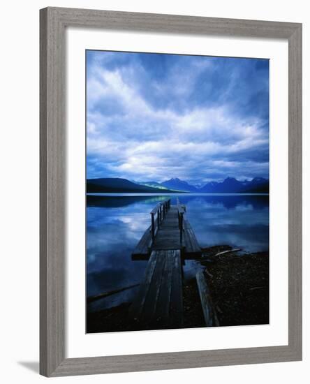 Pier at Lake McDonald Under Clouds-Aaron Horowitz-Framed Photographic Print