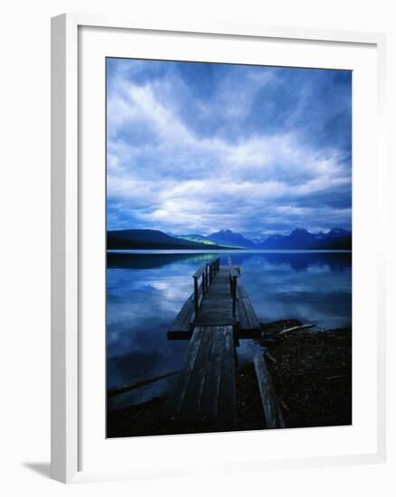 Pier at Lake McDonald Under Clouds-Aaron Horowitz-Framed Photographic Print