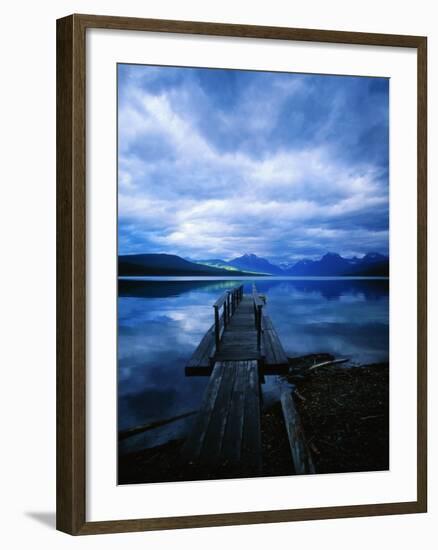 Pier at Lake McDonald Under Clouds-Aaron Horowitz-Framed Photographic Print