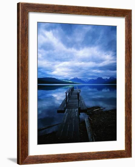 Pier at Lake McDonald Under Clouds-Aaron Horowitz-Framed Photographic Print