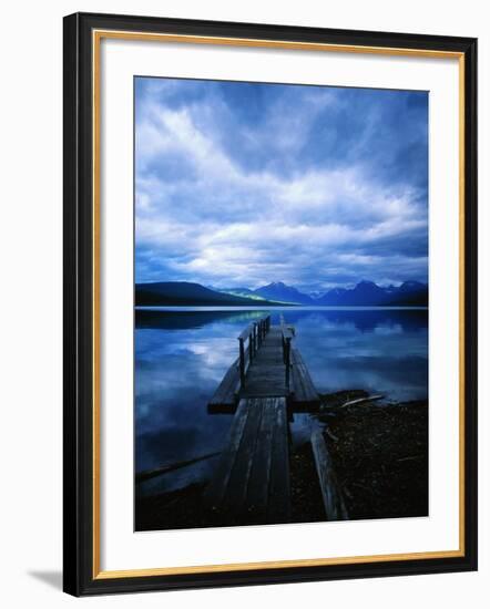 Pier at Lake McDonald Under Clouds-Aaron Horowitz-Framed Photographic Print