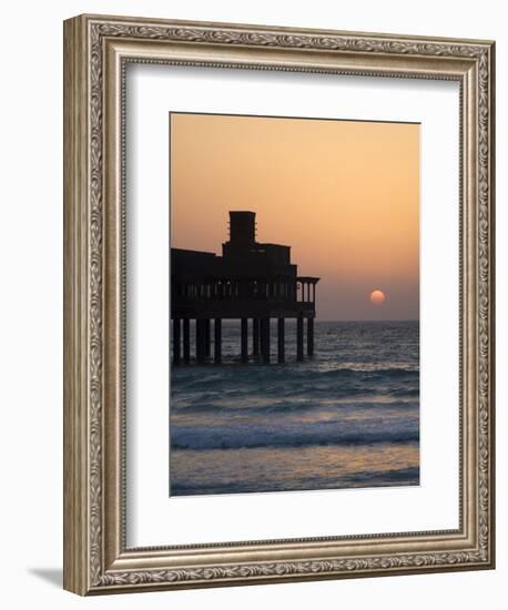 Pier at Madinat Jumeirah Hotel at Sunset, Dubai, United Arab Emirates, Middle East-Amanda Hall-Framed Photographic Print