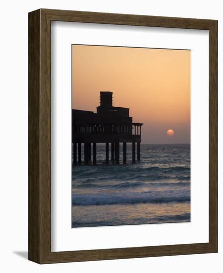 Pier at Madinat Jumeirah Hotel at Sunset, Dubai, United Arab Emirates, Middle East-Amanda Hall-Framed Photographic Print