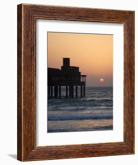 Pier at Madinat Jumeirah Hotel at Sunset, Dubai, United Arab Emirates, Middle East-Amanda Hall-Framed Photographic Print